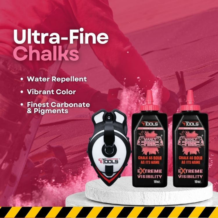 SnapBack Chalk Line with Releasable Tip® (1 Unit.) & Manly Pink 10oz Chalk (2 Unit.)