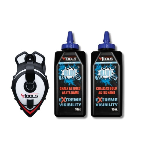 SnapBack Chalk Line with Releasable Tip® (1 Unit. )& Blue It Up 10oz Chalk (2 Unit.)