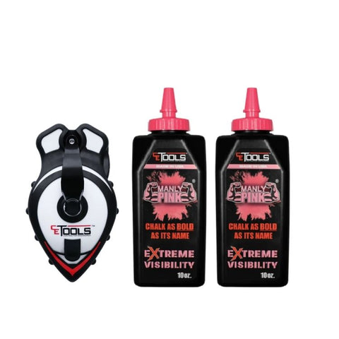 SnapBack Chalk Line with Releasable Tip® (1 Unit.) & Manly Pink 10oz Chalk (2 Unit.)