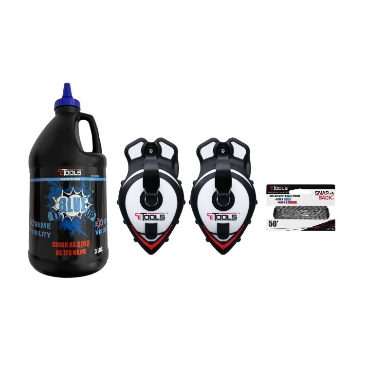 SnapBack Chalk Line with Releasable Tip® (2 Units) & Blue It Up 3LB Chalk (1 Unit)