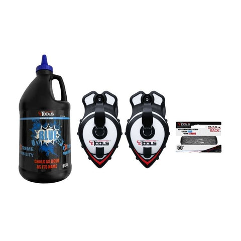 SnapBack Chalk Line with Releasable Tip® (2 Units) & Blue It Up 10oz Chalk (1 Unit)
