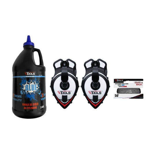 SnapBack Chalk Line with Releasable Tip® (2 Units) & Blue It Up 3LB Chalk (1 Unit)