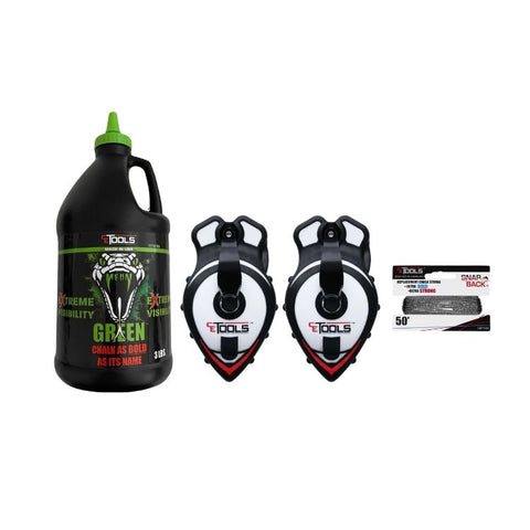 SnapBack Chalk Line with Releasable Tip® (2 Units) & Mean Green 10oz Chalk (1 Unit)