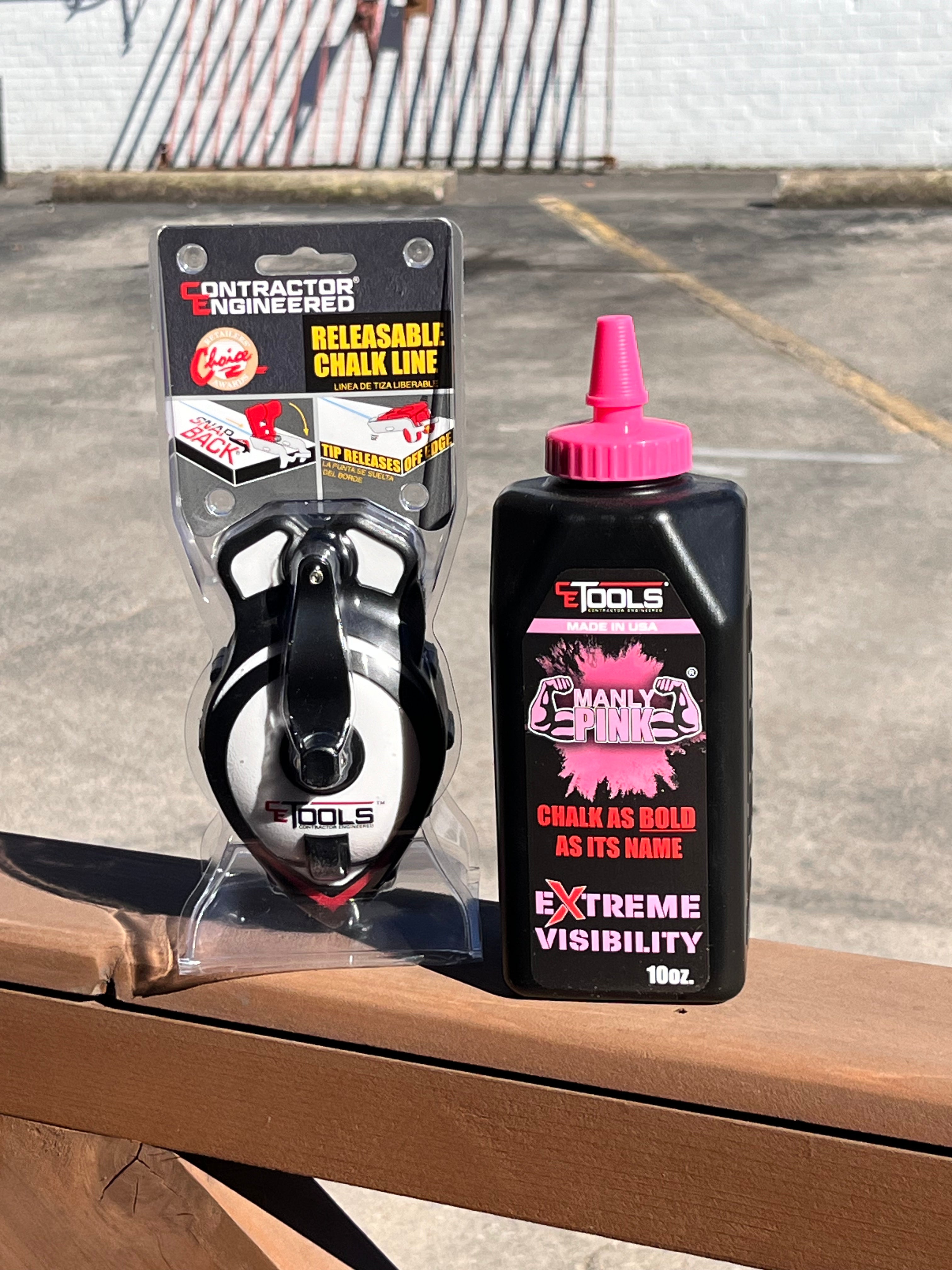 SnapBack Chalk Line with Releasable Tip® & Manly Pink 10oz Chalk