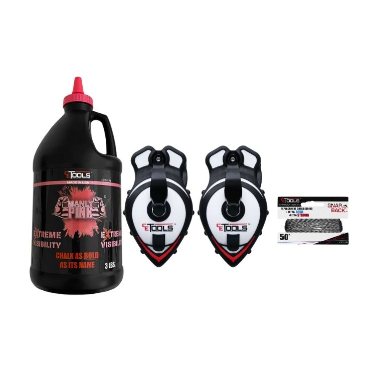 SnapBack Chalk Line with Releasable Tip® (2 Units) & Manly Pink 3lb Chalk (1 unit)