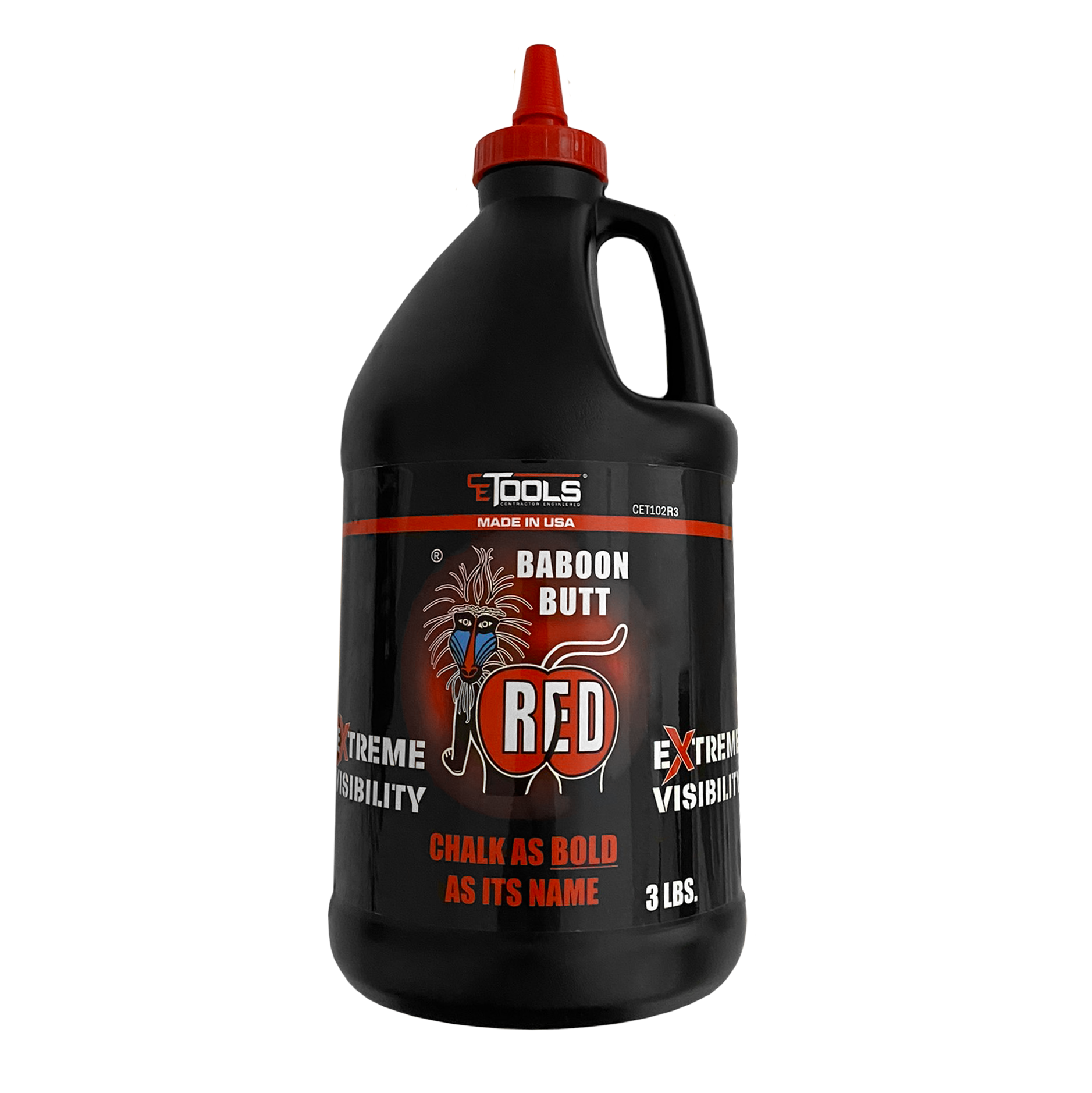 SnapBack Chalk Line with Releasable Tip® (2 Units) & Baboon Butt Red 3lb Chalk (1 Unit)